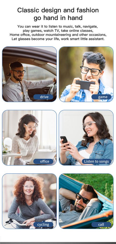 Open-Ear Bluetooth Smart Glasses – Hands-Free Calling & Magnetic Charging | OEA-002