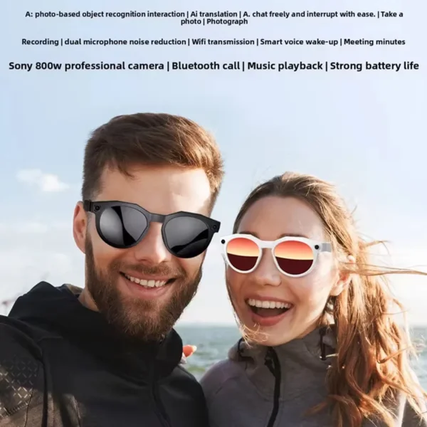 Ai Smart Glasses With Waterproof Wireless Music Call Video Recording Photo Recognition For Vlog