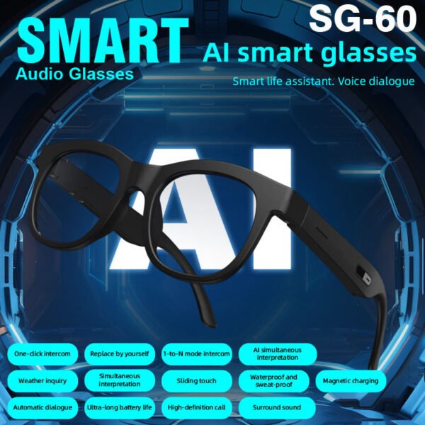 Open-Ear Bluetooth Smart Glasses – Real-Time Translation & Touch Control | AIT-002