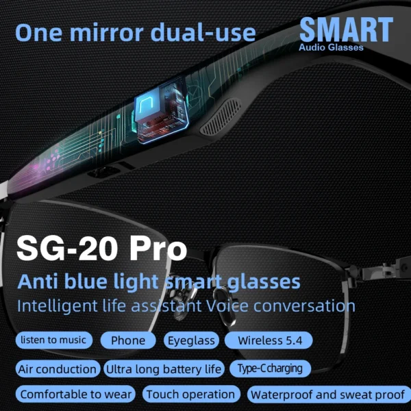 Open-Ear Bluetooth Smart Glasses – Touch Control & USB-C Charging | OEA-003