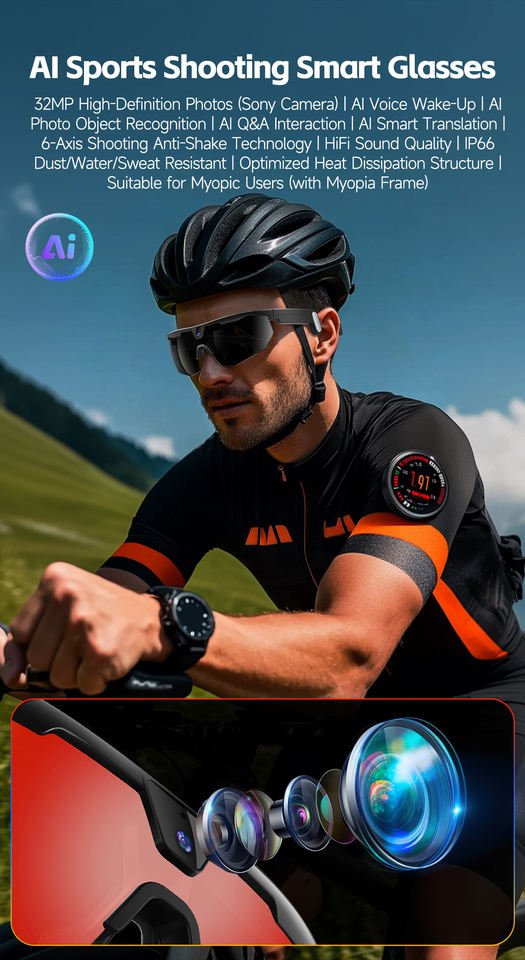 AI Camera Smart Glasses – 8MP Camera & Real-Time Translation | CAM-008