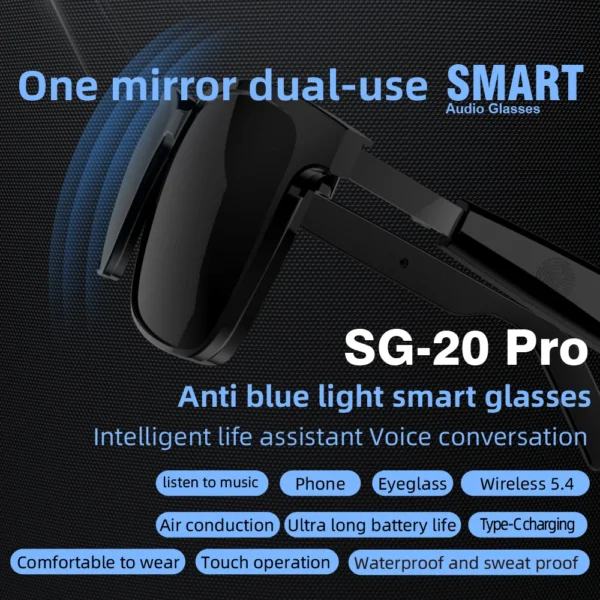 Open-Ear Bluetooth Smart Glasses – Touch Control & USB-C Charging | OEA-003