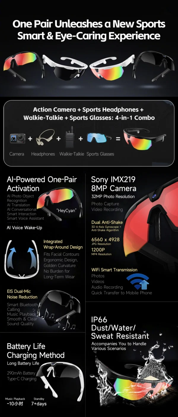 AI Camera Smart Glasses – 8MP Camera & Real-Time Translation | CAM-008